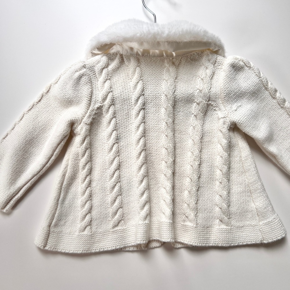 Gymboree Tahari Baby Girl 3-6M Bundle Faux Fur Vest Floral Cable Knit Cardigan - Picture 7 of 8